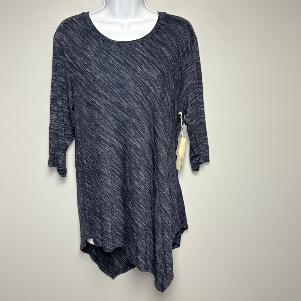 NWT Two by Vince Camuto Heather Navy Blue 3/4 Sleeve Lightweight Tunic Womens L